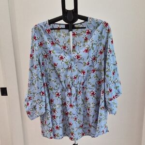Lane Bryant Floral Blouse in Blue and Red Size 20